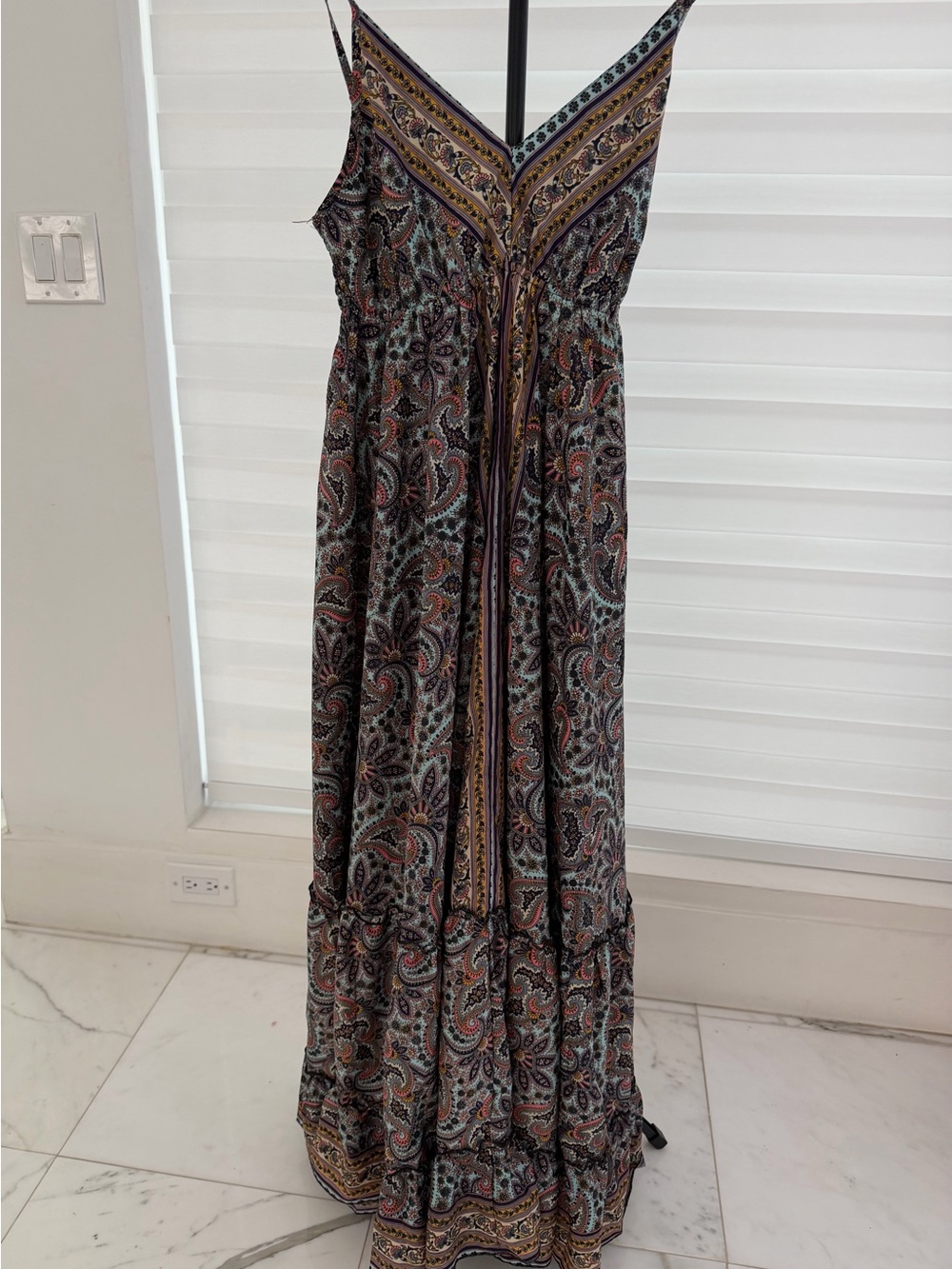 Paisley V-Neck Maxi Dress in Multicolor